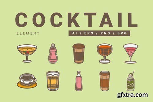 Vintage Cocktail Drink Illustration B3KVKD2 Vintage Cocktail Drink Illustration B3KVKD2
