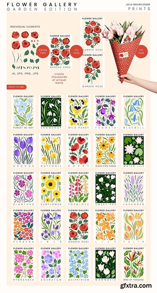 Flower Gallery Garden Edition Floral Illustrations N65C5KX Flower Gallery Garden Edition Floral Illustrations N65C5KX