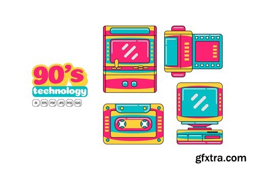 90s Technology Vector Pack #01 S2E6XGG 90s Technology Vector Pack #01 S2E6XGG