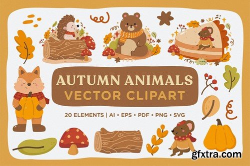 Autumn Animal Vector Clipart Pack 3Y3JL9L Autumn Animal Vector Clipart Pack 3Y3JL9L