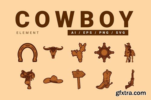 Vintage Wild West Cowboy Vector Illustration XRA8FK6 Vintage Wild West Cowboy Vector Illustration XRA8FK6