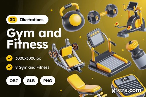 Gym and Fitness 3D Illustrations 7MKZWY2 Gym and Fitness 3D Illustrations 7MKZWY2