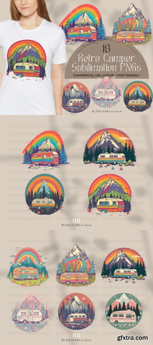 70s Retro Camper Sublimation TShirt PNGs