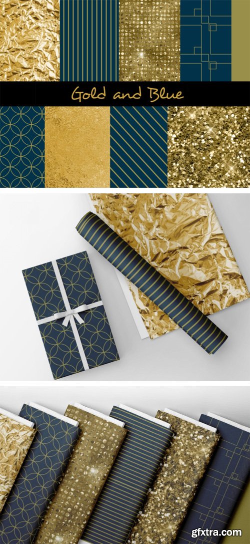 Blue & Gold Sparkle Textures Collection