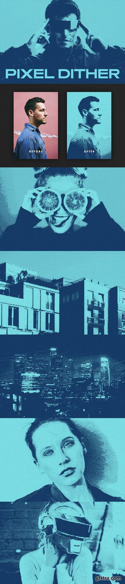 Pixel Dither Photo Effect for Photoshop