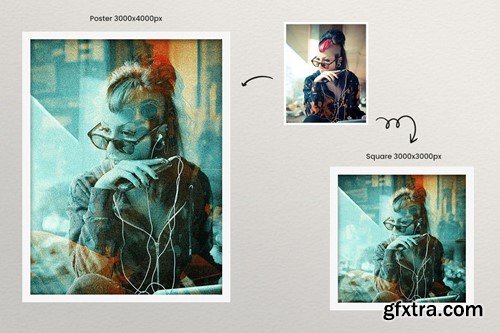Double Exposure Grain Photo Effect Square, Poster TZ4K9GD Double Exposure Grain Photo Effect Square, Poster TZ4K9GD
