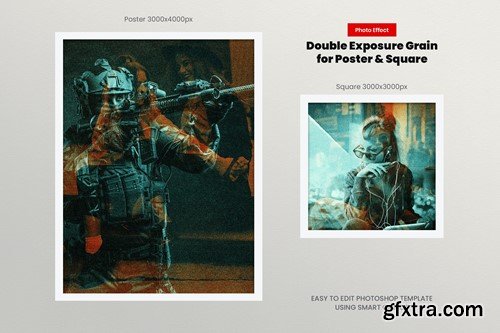 Double Exposure Grain Photo Effect Square, Poster TZ4K9GD Double Exposure Grain Photo Effect Square, Poster TZ4K9GD