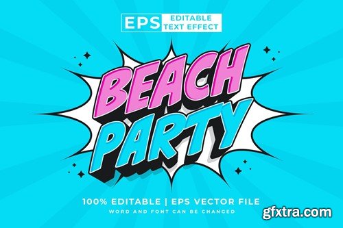 Beach Party Comic 3d Vector Editable Text Effect 8WRH5WF Beach Party Comic 3d Vector Editable Text Effect 8WRH5WF