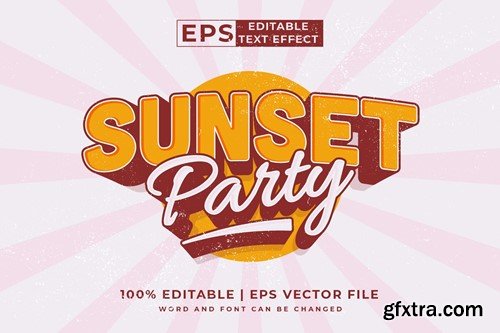 Sunset Party 3d Vector Editable Text Effect R9UPNRX Sunset Party 3d Vector Editable Text Effect R9UPNRX