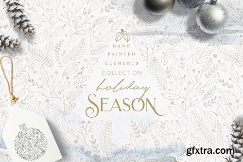 Holiday Season Winter Line Art Christmas Set VU7KKA9 Holiday Season Winter Line Art Christmas Set VU7KKA9