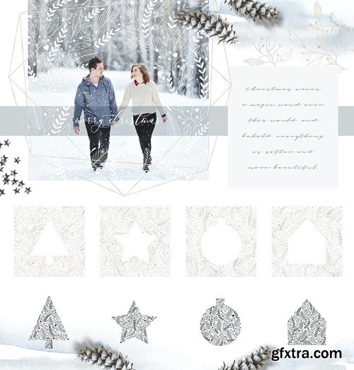 Holiday Season Winter Line Art Christmas Set VU7KKA9 Holiday Season Winter Line Art Christmas Set VU7KKA9
