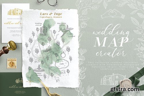 Wedding Map Creator Watercolor Vector ECXGKFB Wedding Map Creator Watercolor Vector ECXGKFB