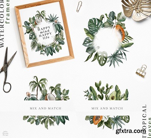 Tropical Leaves Plants Watercolor Floral EP8QYLA Tropical Leaves Plants Watercolor Floral EP8QYLA