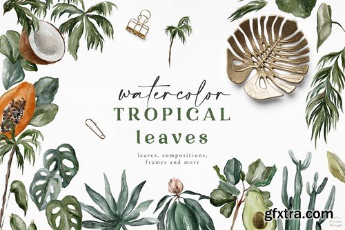 Tropical Leaves Plants Watercolor Floral EP8QYLA Tropical Leaves Plants Watercolor Floral EP8QYLA