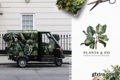 Tropical Leaves Plants Watercolor Floral EP8QYLA Tropical Leaves Plants Watercolor Floral EP8QYLA