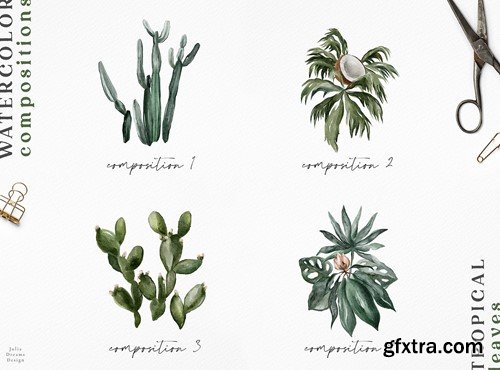 Tropical Leaves Plants Watercolor Floral EP8QYLA Tropical Leaves Plants Watercolor Floral EP8QYLA