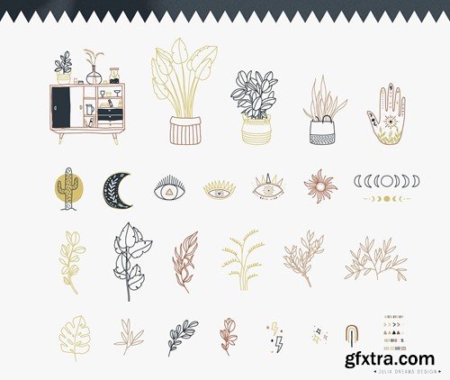 Boho Elements Home Plants Hands Clipart Set VX9BASN Boho Elements Home Plants Hands Clipart Set VX9BASN