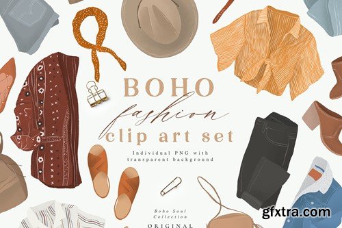 Boho Fashion Illustrations Clipart Set U88PQRC Boho Fashion Illustrations Clipart Set U88PQRC
