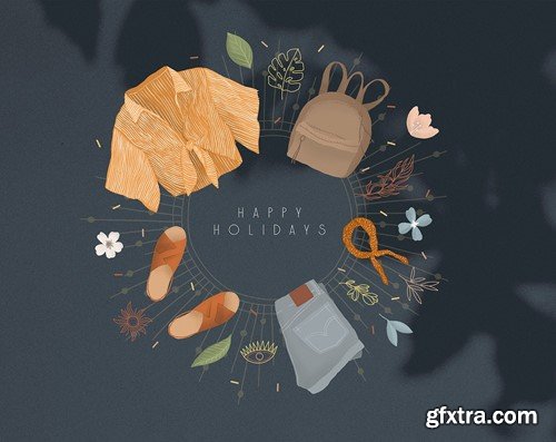 Boho Fashion Illustrations Clipart Set U88PQRC Boho Fashion Illustrations Clipart Set U88PQRC