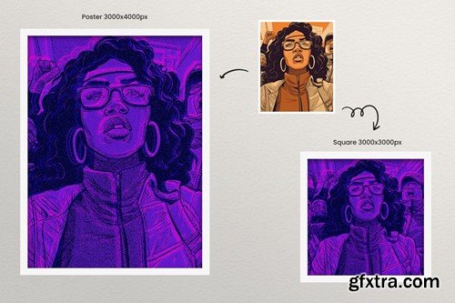 Halftone Cyberpunk Photo Effect for Square, Poster KMUJ6YH Halftone Cyberpunk Photo Effect for Square, Poster KMUJ6YH