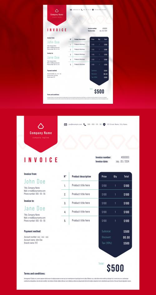 Modern Invoice Layout with Green Accents 635823155