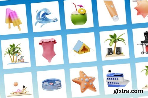 3D Summer Icons 9QUSRUK