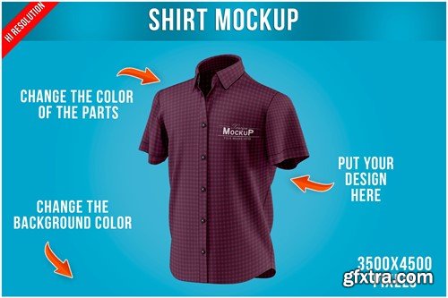 Men Short Sleeve Shirt Mockup - Half Side View MH8FKZK