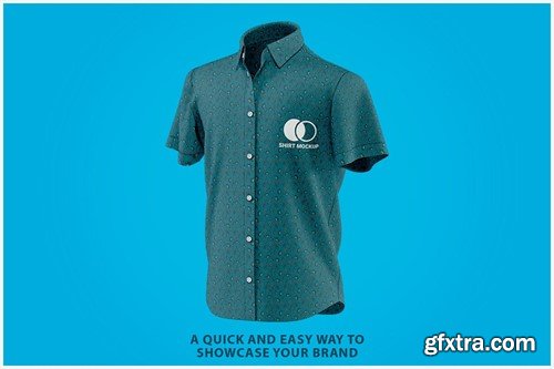 Men Short Sleeve Shirt Mockup - Half Side View MH8FKZK