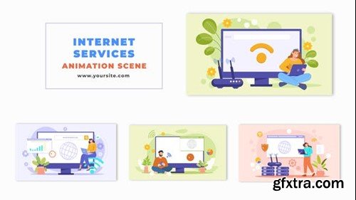 Videohive Animated Scene Featuring 2D Vector Characters and Internet Services 47865806 Videohive Animated Scene Featuring 2D Vector Characters and Internet Services 47865806