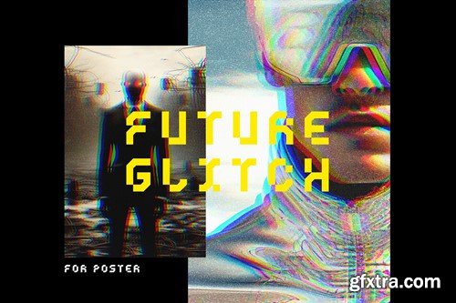 Futuristic Glitch Poster Photo Effect XKTRR4T