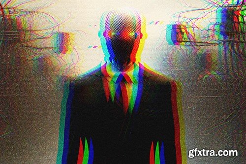 Futuristic Glitch Poster Photo Effect XKTRR4T