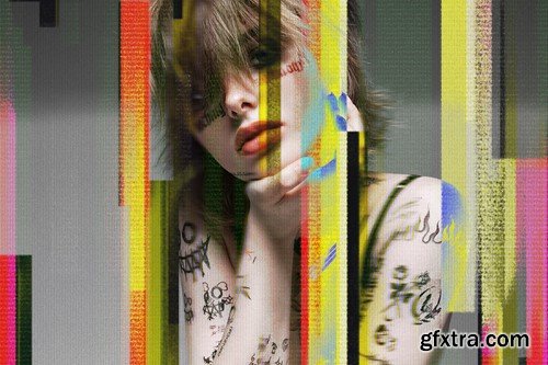 Smudged Glitch Poster Photo Effect F9VYFSZ