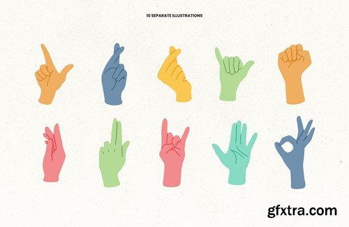 Hand Gestures Illustrations VB775V5