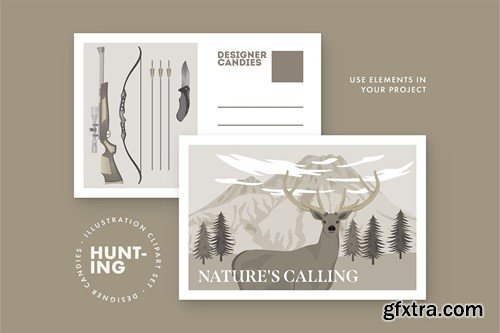 Hunting Illustrations Set YEK5TUN