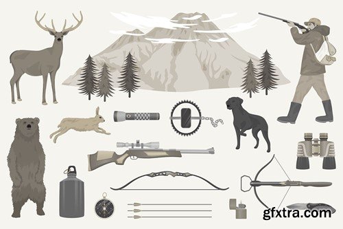 Hunting Illustrations Set YEK5TUN