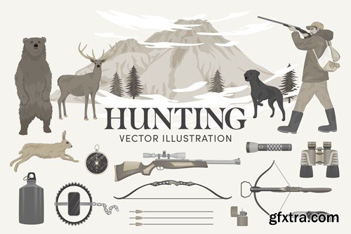 Hunting Illustrations Set YEK5TUN