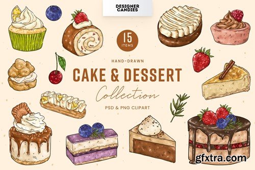 Cakes and Dessert Clipart Illustration FXVEU6T