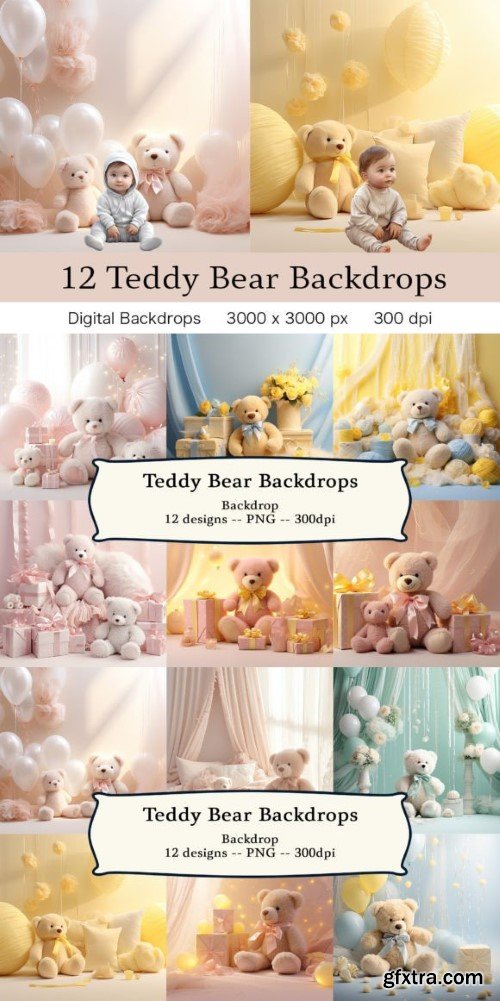 Teddy Bear Nursery Room Backdrops