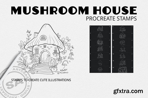 Mushroom House Procreate Stamps KLCXN3D Mushroom House Procreate Stamps KLCXN3D