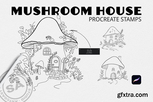 Mushroom House Procreate Stamps KLCXN3D Mushroom House Procreate Stamps KLCXN3D