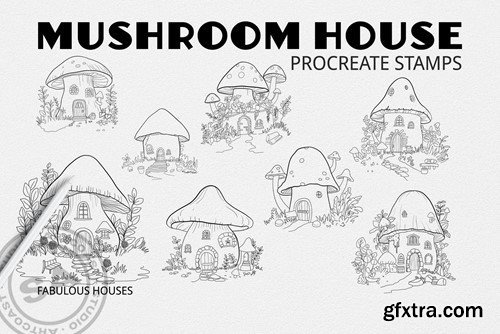 Mushroom House Procreate Stamps KLCXN3D Mushroom House Procreate Stamps KLCXN3D