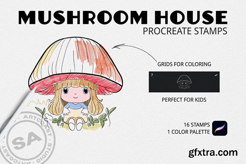 Mushroom House Procreate Stamps KLCXN3D Mushroom House Procreate Stamps KLCXN3D