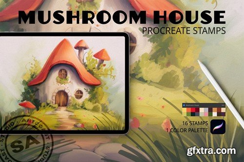 Mushroom House Procreate Stamps KLCXN3D Mushroom House Procreate Stamps KLCXN3D