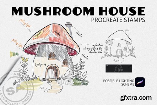 Mushroom House Procreate Stamps KLCXN3D Mushroom House Procreate Stamps KLCXN3D