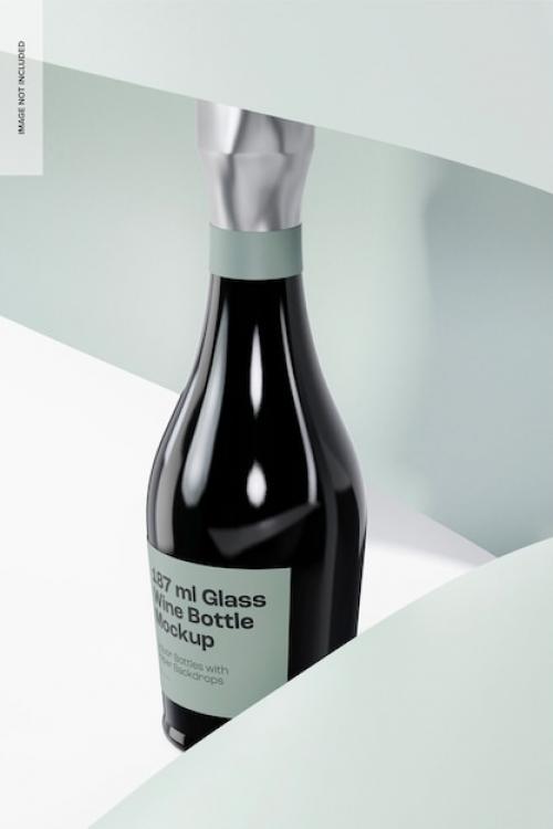 Premium PSD | 187 ml glass wine bottle mockup, left view Premium PSD