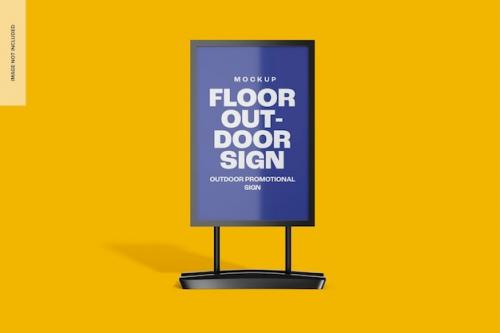 Premium PSD | Floor outdoor sign mockup, front view Premium PSD