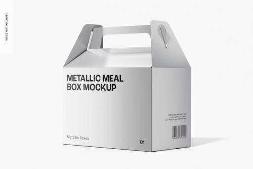 Premium PSD | Metallic meal box mockup, right view Premium PSD