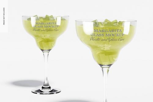 Premium PSD | Margarita glasses mockup, close up Premium PSD
