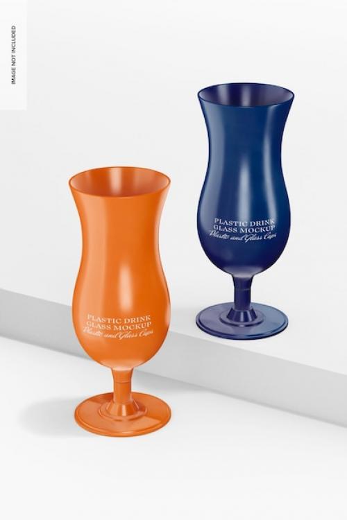 Premium PSD | Plastic drink glasses mockup Premium PSD