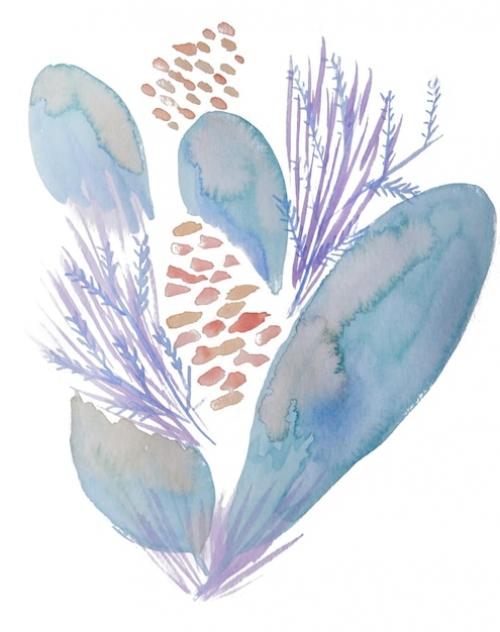 Premium PSD | Hand drawn watercolour botanical pattern Premium PSD